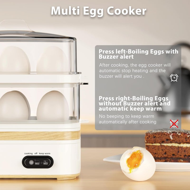 evoloop Rapid Egg Cooker Electric 12 Eggs Capacity, Soft, Medium, Hard Boiled, Poached, Omelet Maker Egg Poacher & Vegetable Steamer, BPA Free Tray（white） - Image 3